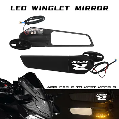 Motorcycle LED Larger Wing Rearview Winglets Mirrors For SUZUKI GSXR600 750 1000 • £51.59