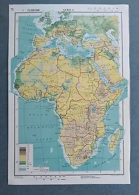 1950s Large Vintage Map AFRICA Rhodesia French WA Sudan Algeria Egypt Congo Etc • £12