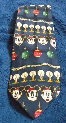 Atlas Design Disney Mickey Mouse Christmas Tie 100% Silk Black & Multicolor • $10.39