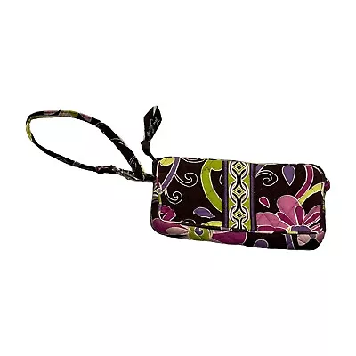 Vera Bradley Punch Wallet Women's Purple Brown Floral Cotton Quilted Zip Around • $18.44