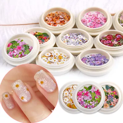 A Box Dried Dry Flowers Nail Art Decoration Women DIY Manicure Tips Accessories • £2.75