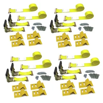 Wheel Chock Tie Down Strap Kit For Trailer ATV RZR UTV Tie Down Strap 8 Wheels • $151.20