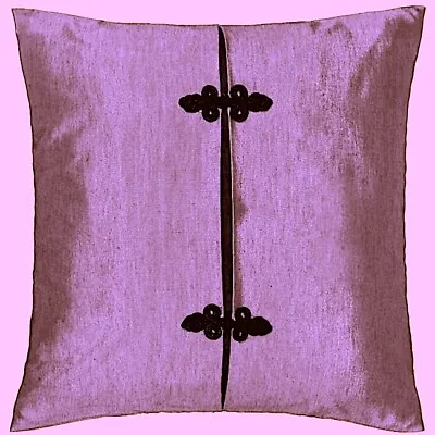 1 X SILK CUSHION COVER HOME SYLE ORIENTAL STYLE COVERS X 1 MAUVE PINK BLACK • £10