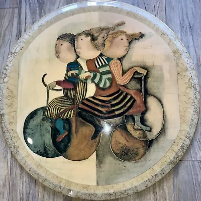 Graciela Rodo Boulanger Lithograph  After School” - 24” Diameter Laminated Wood • $59.99