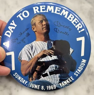 Mickey Mantle Pin New York Yankees June 8 1969 Retirement A Day To Remember 4   • $10