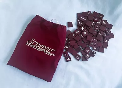 Complete Set Of 100 Maroon/Burgundy Wooden Scrabble Tiles W/White Letters • $9.99