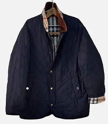 Burberry Quilited Jacket Overcoat Blue Navy Size 56 / XL Nova Check • $300