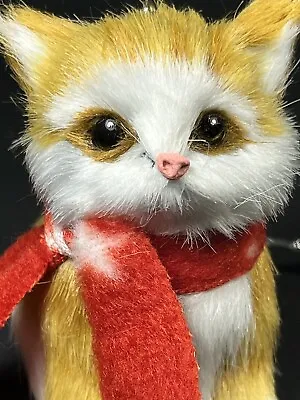 Faux Fur Over Plastic Mold Ornament Fennec Fox W/Scarf • $15