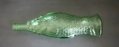 VINTAGE 13” Tall GREEN GLASS FISH SHAPED WINE BOTTLE ANTINORI DECANTER • $25