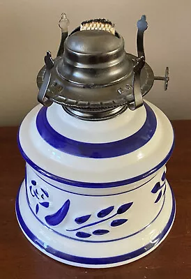 Vintage Lamplight Farms Delft Blue & White Ceramic Oil Hurricane Lamp Base • $9.99