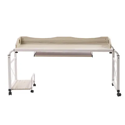 Over Bed Table Desk Rolling Height-Adjustable Laptop Computer Desk Cart For Home • $142.49