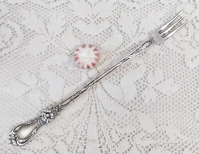 Floral (1902) ~ Long Pickle Fork (8 1/8  ~ 1935 R. Wallace Silverplate ~ No Mono • $28.97