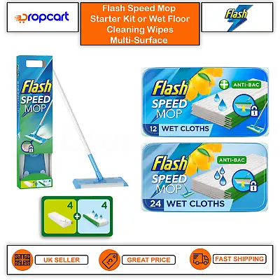 £10.98 • Buy Flash Speed Mop Kit Or Wet Floor Anti-bac Cleaning Refill Wipes Multi-Surface