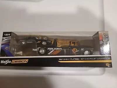 New Maisto Design Elite Transport 1957 Chevy Flatbed & 1971 Chevy Camaro Z28 • $17