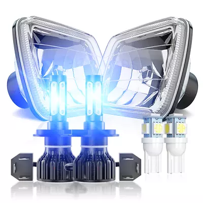 For H6054 Dodge D150 D250 D350 Pair 5x7  7x6  Chrome LED Headlights Hi/Lo Beam • $119.99