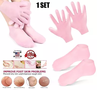 2× Moisturizing Silicone Gloves & Foot Care Socks Hand Spa Pedicure Hydrating US • $8.99