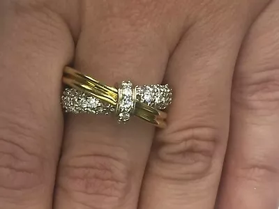 $1890 • Buy Jose Hess 18k Yellow And White Gold Interlocking Double Band 1.5ct Diamond Ring