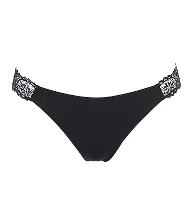 La Perla Bianca L3949 Black Lace-Trim Thong Size XS • $106.25