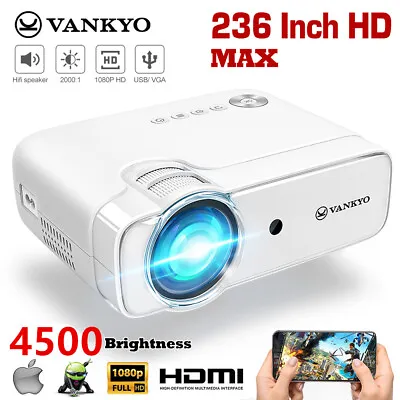 VANKYO Mini Projector WiFi Wireless Supported 1080P Video Home Theater Cinema • $33.49
