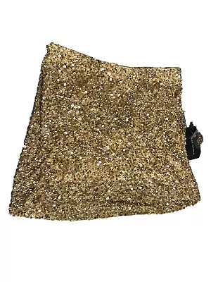 $12 • Buy Zara Womens Gold Party Sequin Beaded Mini Skirt Size S