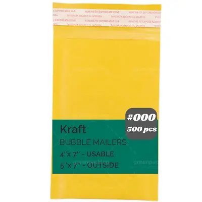 500 PCS  📣📣 #000 Kraft Bubble Mailer 4 X7  Padded Envelopes Shipping Bags • $28.08