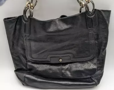 Authenticated Coach Kristen East/West Black Leather Hobo Bag • $39.12