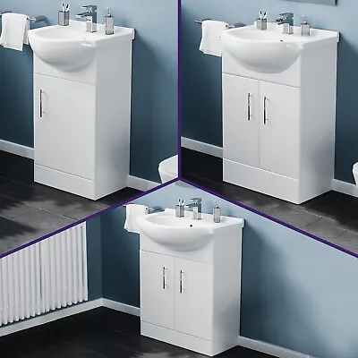 White Basin Sink Cabinet Vanity Door Flat Pack Bathroom Unit Various Sizes • £124.99