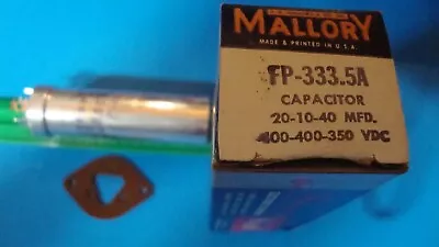 Vintage Mallory Capacitor FP333.5  3 SECTION CAN 20@400 10@400 40@350 • $24.95