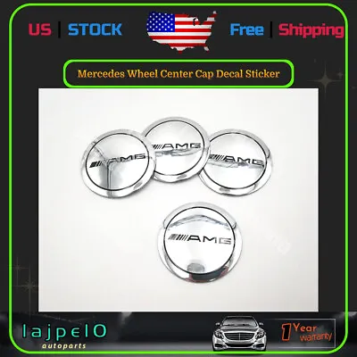 $14.66 • Buy 4PC 56mm 2.2  Wheel Center Cap Emblem Decal Sticker For Mercedes Benz AMG Chrome
