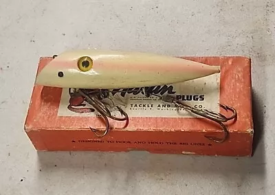 VINTAGE MARTIN (6 Ub-4) 6  PEARL PINK WOOD FISHING PLUG LURE GLASS EYES W/BOX • $39.95