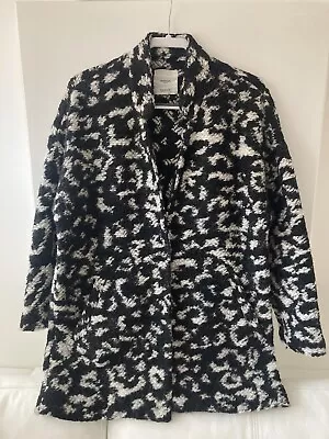 MANGO Knit  Open Front  Coat  Black/White Size M • £5