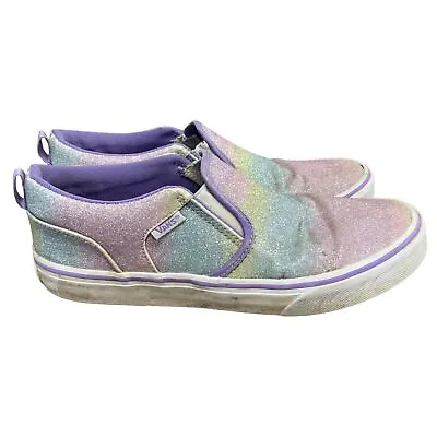 Vans Asher Rainbow Glitter Slip On Skate Shoes In Multicolor Size 7.5 • $32