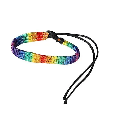 LGBT Gay Pride Rainbow Wristband Friendship Bracelet Charm Band • £3.49