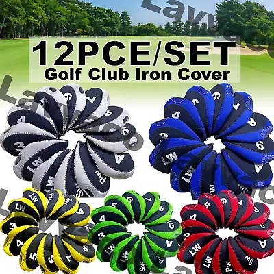 $21.20 • Buy 12Pcs/set Golf Club Iron Head Cover Protector Neoprene Golf Protective Headcover