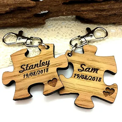 SET OF 2 X PERSONALISED ENGRAVED WEDDING COUPLE KEYRINGS ANNIVERSARY GIFT • £4.95