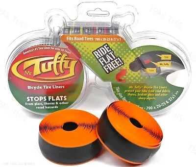 Mr Tuffy Road 700x20-25 & 27x1 Pair Of Bike Tire (2) Liners Stops Flats Orange • $15.45