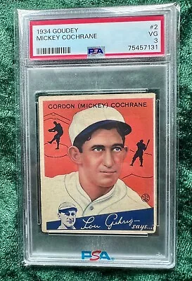 1934 Goudey Mickey Cochrane #2 PSA VG 3 (Very Good 3) R320 • $325