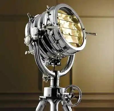 Industrial Stainless Steel Nautical Spotlight Tripod Lamp Office/Home Decor Gift • $499