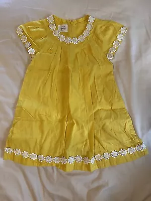 Mini Boden Yellow Flower Embroidered Spring Summer Dress Toddler Girls 3-4 Years • $14.99