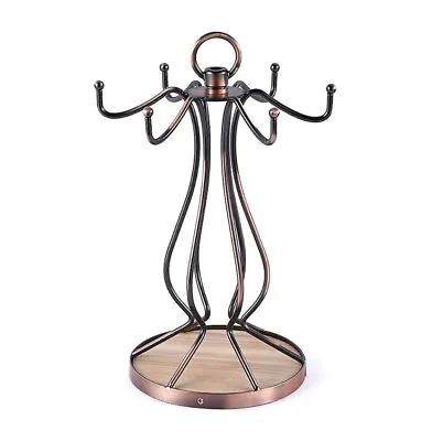 Iron Coffee Mug Tree Holder Organizer Rack Stand 6 Hooks Mug Display Damaged • £15