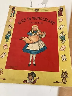 Vintage Alice In Wonderland Coloring Book Some Pages Colored ROUGH Shape • $9.99