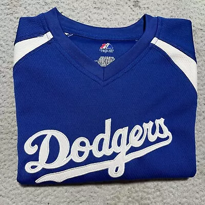 Los Angeles Dodgers Jersey Mens Medium Blue Majestic Embroidered MLB Baseball • $39.99