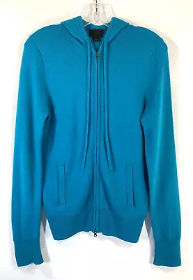 J.CREW COLLECTION Size M 100% Italian Cashmere Zip-front Hoodie BLUE 18285 $228 • $125.40