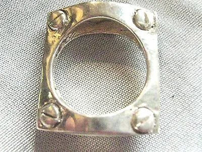 Sterling Silver Mother Of Pearl Square Screw Bolt Ring Size Small M Quirky Funky • £35