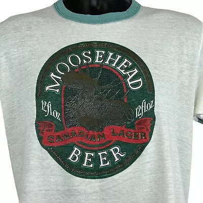 Moosehead Beer Brewery Vintage 80s T Shirt Medium Canadian Lager USA Mens White • $43.39