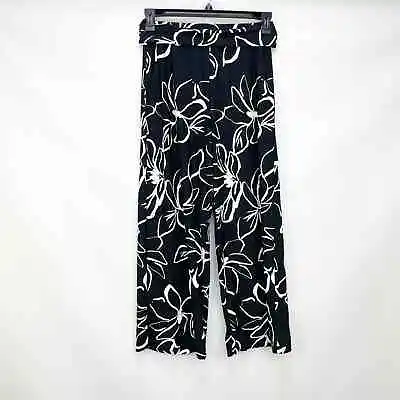LA BLANCA Women Moonlit Cover Up Pant XS Black White Floral Print Beach  • $24.50
