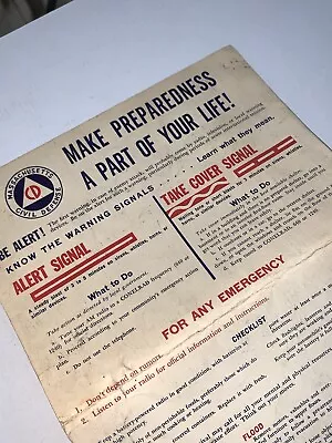 Vintage Massachusetts Civil Defense Agency Natick Mass Preparation Checklist • $19.99