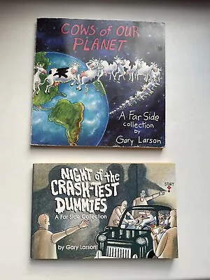 2 X 1980-90s Far Side Cartoon Books - Cows Of The Planet Crash Test Dummies VGC • £4