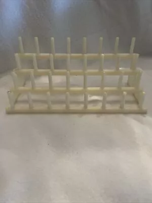 Vtg OFF WHITE PLASTIC 4-TIER 32 SPOOL RACK THREAD HOLDER • $6