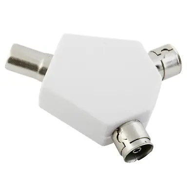 Coaxial TV Aerial Y Splitter - Male To 2 Female Adapter - RF Signal Distribution • £2.99